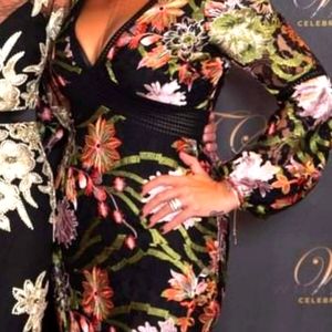 BADGLEY MISCHKA COUTURE Embroidered Floral Gown Prom Mother of the Bride